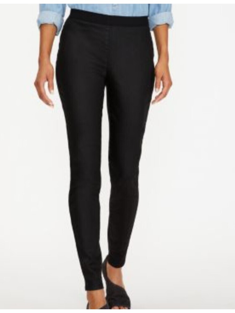EILEEN FISHER black cotton coated skinny pants sz XS